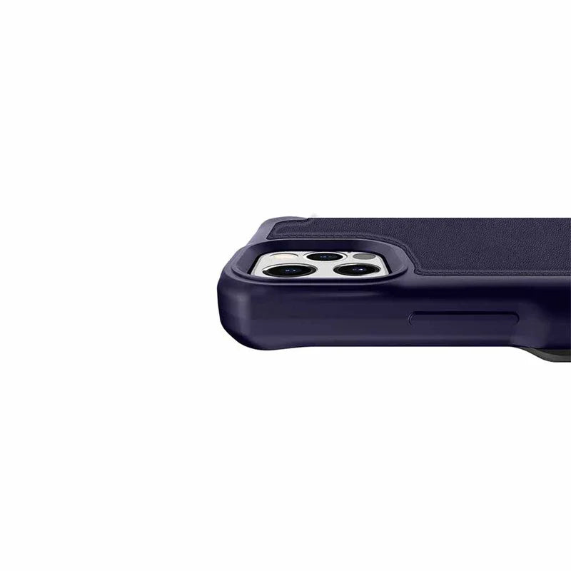 Itskins Hybrid Folio Leather iPhone 12 & 12 Pro Cover - Navy Blue With Real Leather - Tashqila Itskins Hybrid Folio Leather iPhone 12 & 12 Pro Cover - Navy Blue With Real Leather - Tashqila